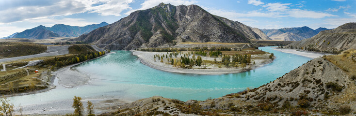 The confluence of the Chuya and Katun rivers. Mountain Altai.