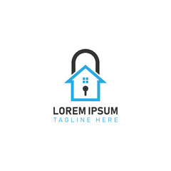 Home security logo design. Lock and home icon design