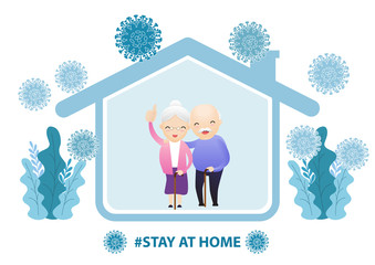 Family staying at home in self quarantine, protection from virus.