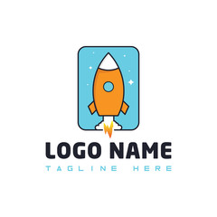 Vector flying rockets, space shuttles, spaceship launch, aviation, star and sky. Icons and logo design elements