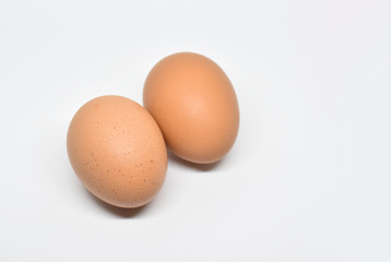 two eggs isolated on white background
