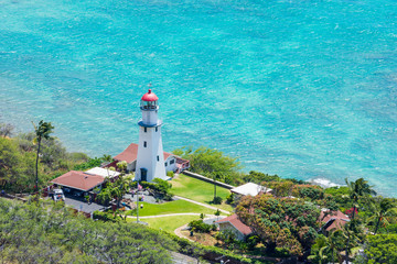 Fototapeta na wymiar Honolulu Diamond head Lighthouse aerial view, Oahu, Hawaii