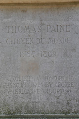 Thomas Paine statue base is found in the Parc Montsouris along the Boulevard Jourdan in the 14th...