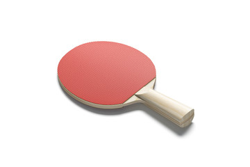 Blank red wood table tennis racket mockup, side view