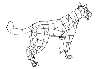 Police Dog polygonal lines illustration. Abstract vector dog on the white background