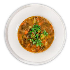 sauerkraut vegetable soup with mushrooms