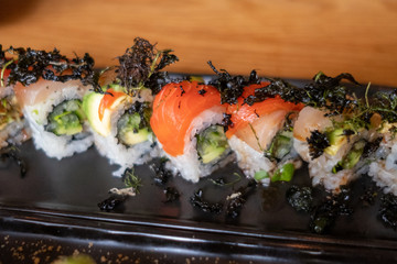 Sushi roll - Avocado and kale on top