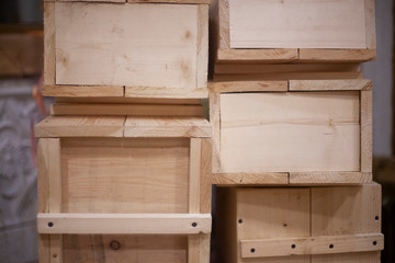 Wooden boxes.
