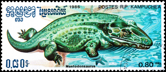 Postage stamp Kampuchea. Dinosaurs