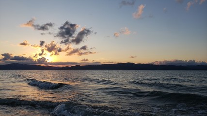 p&ocirc;r do sol, praia, natureza, vida, f&eacute;rias, c&eacute;u, mar, 