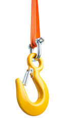 Metal hook with sling, isolated on white