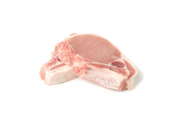 Raw meat for steak isolated on white background