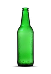 green empty beer bottle