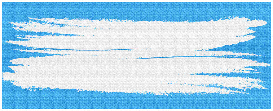 White paint brush illustration panorama spattered on light baby blue textured background	