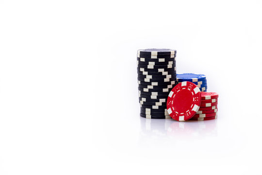 Casino chips on white background isolated