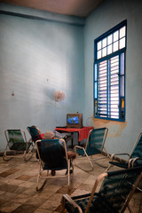 Inside the TV room in the retirement house in Havana - Casa de los Abuelos 14 de Junio, Merced