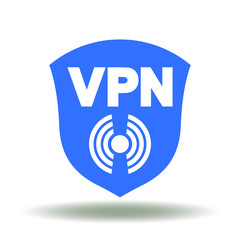 Shield VPN Radio Wave Signal Icon Vector. Secure Internet Data Protocol Communication Logo. Virtual Private Network Sign. Security and Safety Web Information Symbol.