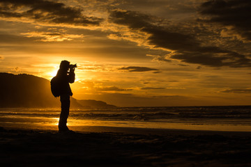 fotógrafo, fotografia, foto,camera, praia, sol, atividade, paisagem, contra luz, nuvens