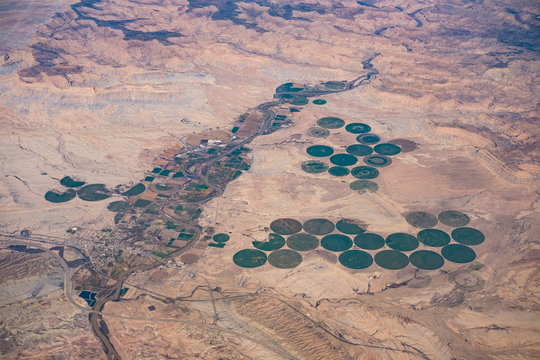 Town With Crop Circles In Desert