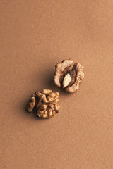 Fototapeta na wymiar Two halves of a walnut