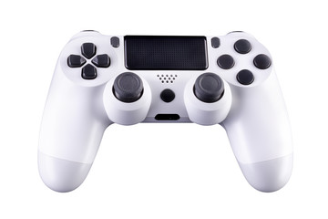 White video game joystick gamepad isolated on a white background