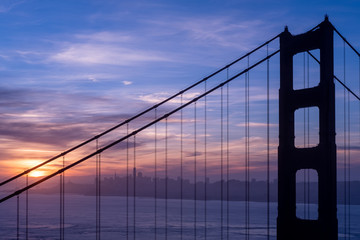 San Francisco, Battery Spencer, at sunrise full of tourists, Marin County, CA, USA, November 4, 2018