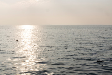 sun set at lake in italy