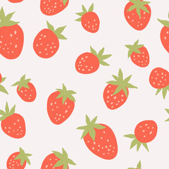 Strawberry seamless vector pattern. Flat modern background with red berries