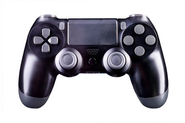 Black video game joystick gamepad isolated on a white background