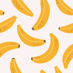Banana vector seamless pattern. Tropical fruit flat repeat background
