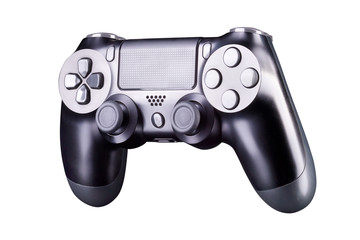 Black video game joystick gamepad isolated on a white background