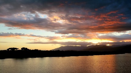 pôr do sol, natureza, rio, água, natureza,  céu, nuvens