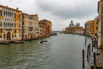 venice grand canal in the morning with gondolas