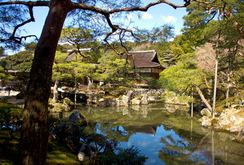 Fototapeta na wymiar Beautiful view of the Silver Pavilion at Kyoto, Japan
