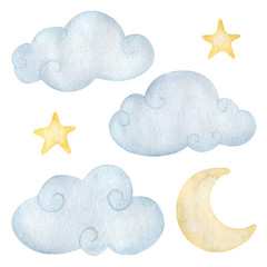 Watercolor baby patterns, decorative elements