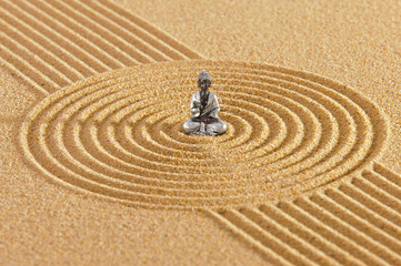 Obraz premium Japanese ZEN garden with stone in textured sand