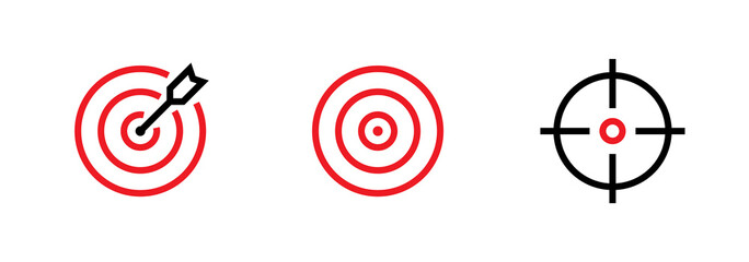Set of Goal, Target and Aim icons. Editable line vector. - 338505915