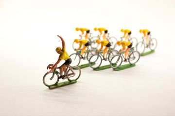 Plastic road cyclists competition.