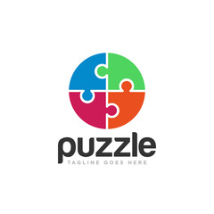 Puzzle Pieces Logo Design Vector