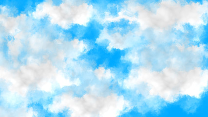 Flying through the clouds. Blue sky and white clouds.