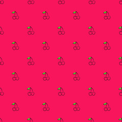 cherry seamless pattern for kitchen.  fruits pattern with juicy cherry