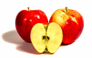 Sliced red apples isolated on white background