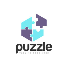 Puzzle Pieces Logo Design Vector