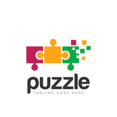 Puzzle Pieces Logo Design Vector