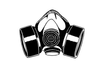 Graphical sketch of gas mask isolated on white, vector illustration