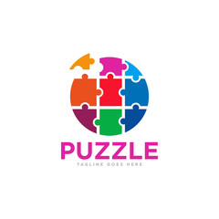 Puzzle Pieces Logo Design Vector