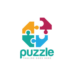 Puzzle Pieces Logo Design Vector