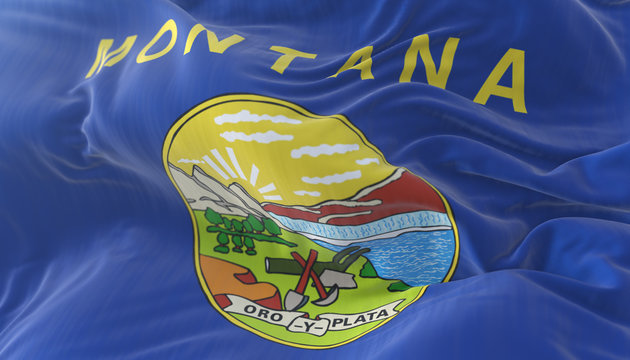 Flag of american state of Montana, region of the United States