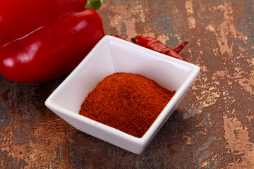 Paprika powder in the bowl
