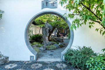 Japanese Tea Garden doorway in Portland, OR, October 10, 2018